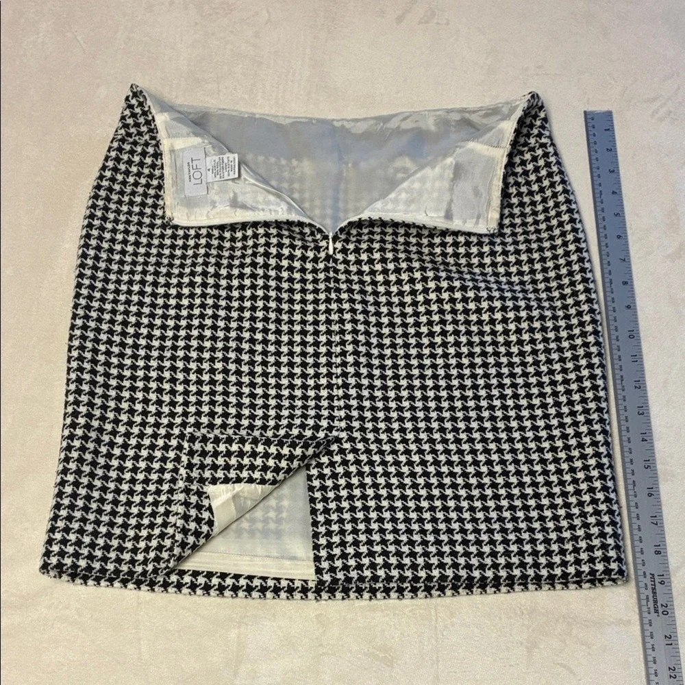LOFT Black&White  City Classic  Preppy Twee Houndstooth Mini‎ Pencil Skirt